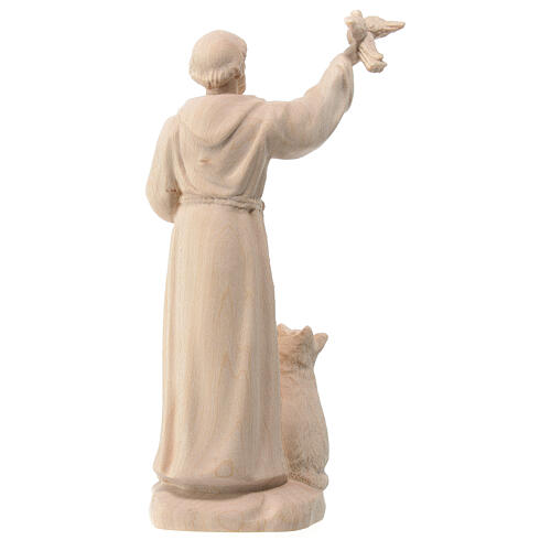 Statua San Francesco con animali acero naturale Valgardena 4