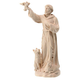 Statue St Francis with animals natural Valgardena maple