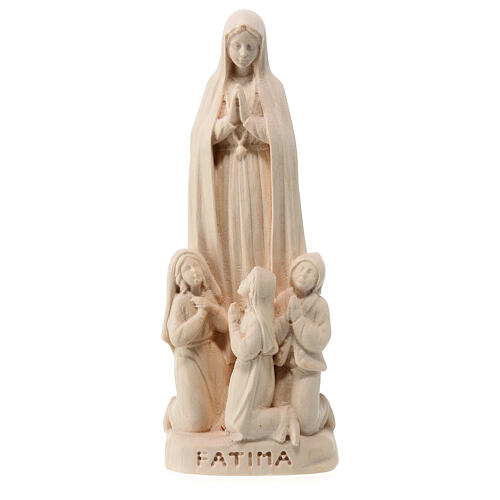 Notre-Dame de Fatima avec bergers statue Val Gardena bois érable naturel 1