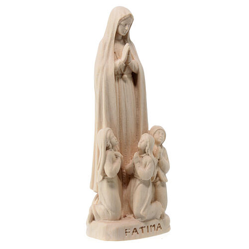 Notre-Dame de Fatima avec bergers statue Val Gardena bois érable naturel 3