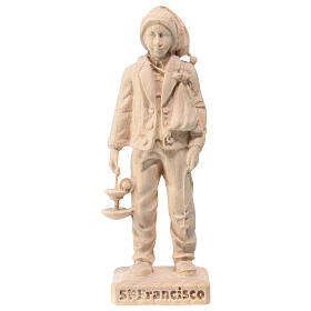 Shepherd Saint Francisco, natural maple wood statue, Val Gardena
