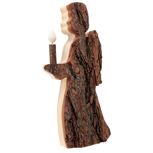 Anjo com círio madeira de pinheiro Val Gardena 40 cm 3