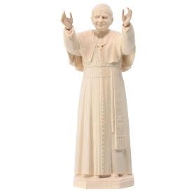 Pope John Paul II, natural maple wood statue, Val Gardena