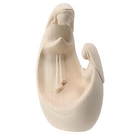 Modern Our Lady of Lourdes with Bernadette, natural maple wood statue, Val Gardena