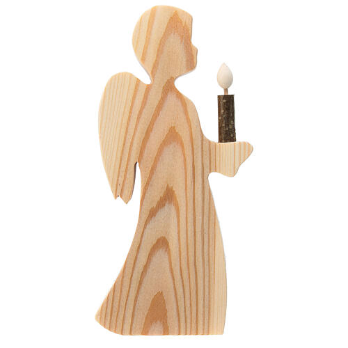 Angel with candle, pinewood with bark, Val Gardena, 25 cm 4