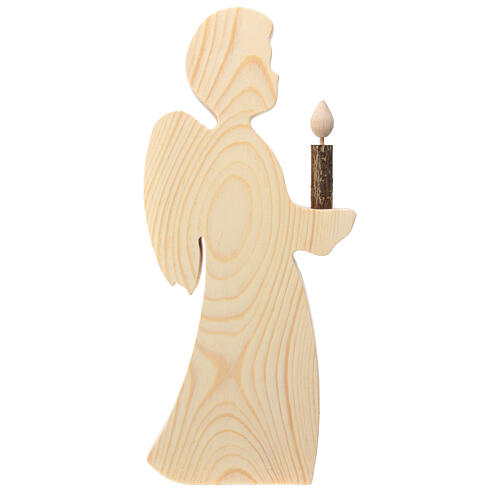 Ángel celeste con cirio de madera Val Gardena 32 cm 4