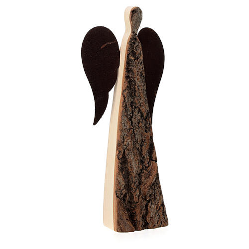 Anjo madeira pinheiro com casca Val Gardena 12 cm 3
