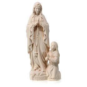 Our Lady of Lourdes with Bernadette statue in Val Gardena natural maple wood