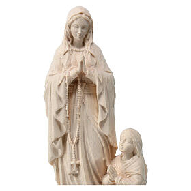 Our Lady of Lourdes with Bernadette statue in Val Gardena natural maple wood