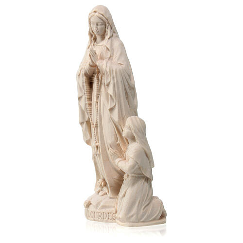 Our Lady of Lourdes with Bernadette statue in Val Gardena natural maple wood 3