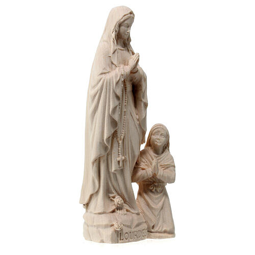 Our Lady of Lourdes with Bernadette statue in Val Gardena natural maple wood 5
