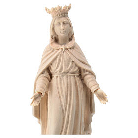 Miraculous Mary statue with crown natural Val Gardena linden wood