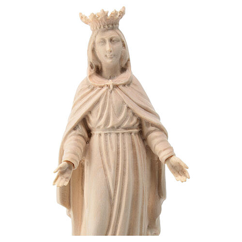 Miraculous Mary statue with crown natural Val Gardena linden wood 2