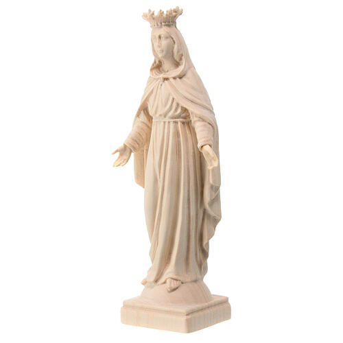 Miraculous Mary statue with crown natural Val Gardena linden wood 3