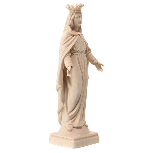 Miraculous Mary statue with crown natural Val Gardena linden wood 4