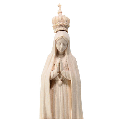 Our Lady of Fatima statue with kneeling shepherds natural Val Gardena linden wood 2