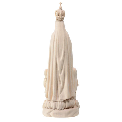 Our Lady of Fatima statue with kneeling shepherds natural Val Gardena linden wood 6