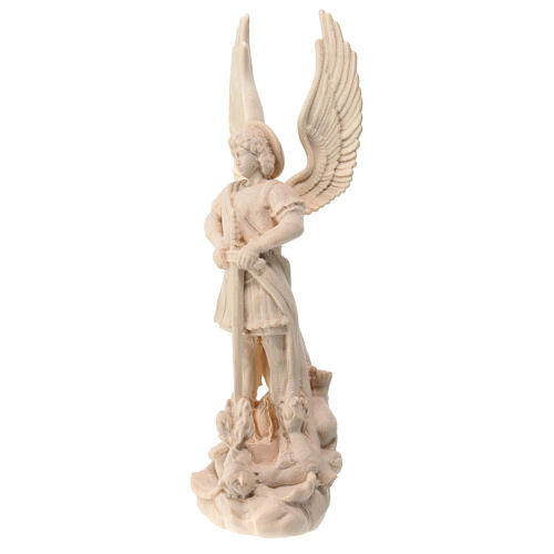 St Micheal statue in natural Val Gadena linden wood 3