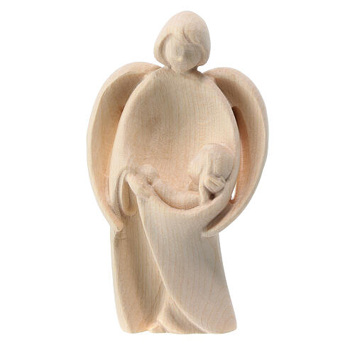 Guardian Angel statue with girl natural Valgardena linden 36 cm 1