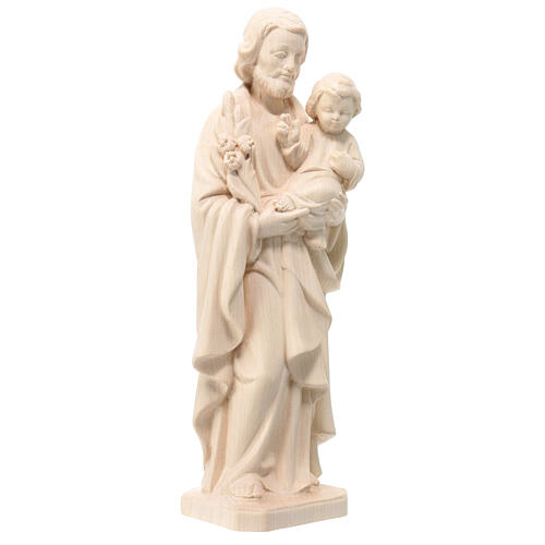 Saint Joseph with Jesus Child, Val Gardena, natural linden wood 3