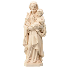 St Joseph and Child Jesus statue in natural linden wood