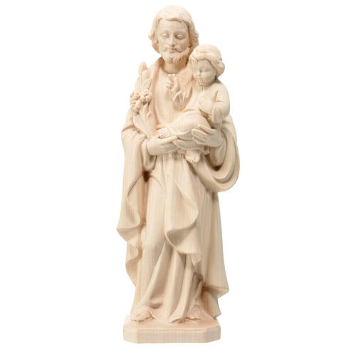 St Joseph and Child Jesus statue in natural linden wood 1