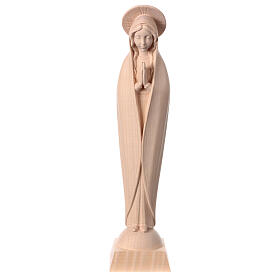 Stylised statue of Our Lady of Fatima, natural wood, Val Gardena