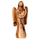Estatua Ángel con niño madera olivo Belén natural h 14 cm s1