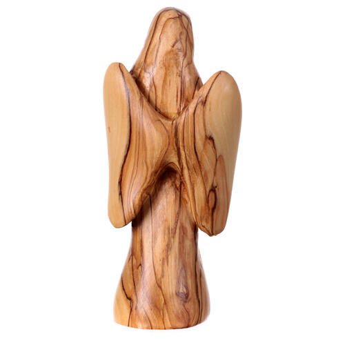 Statua angelo con bimbo legno olivo Betlemme naturale h 14 cm 4