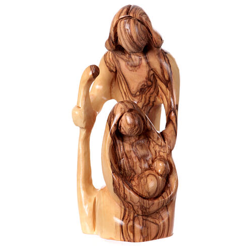 Holy Family Nativity statue in natural olive wood Bethlehem h 14 cm 1