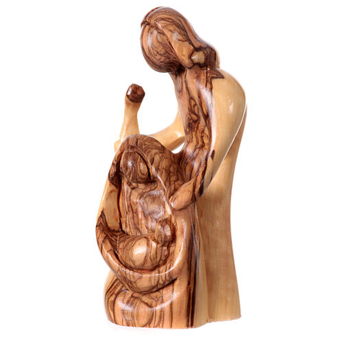 Holy Family Nativity statue in natural olive wood Bethlehem h 14 cm 2