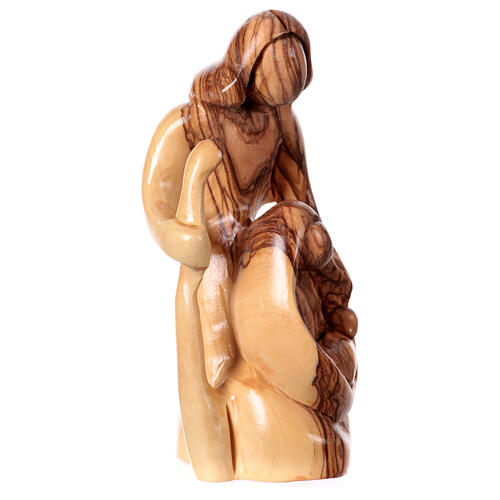 Holy Family Nativity statue in natural olive wood Bethlehem h 14 cm 3