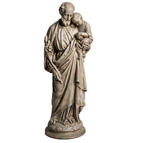 Statue in pietra: San Giuseppe con bambino 61 cm pietra dei Pirenei