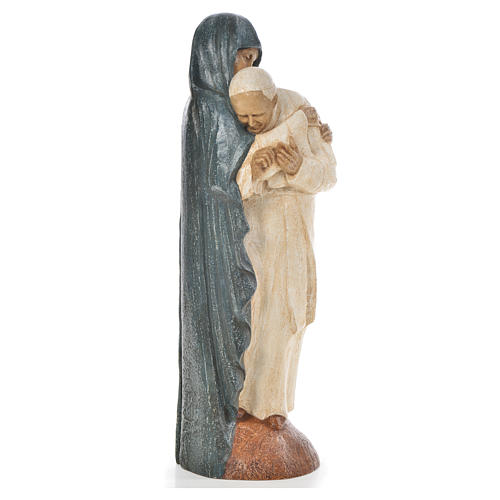 Maria veste blu e Giovanni Paolo II pietra Bethléem 56 cm 4