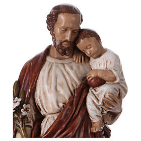Statue in pietra: San Giuseppe con bambino 61 cm pietra dei Pirenei colorata