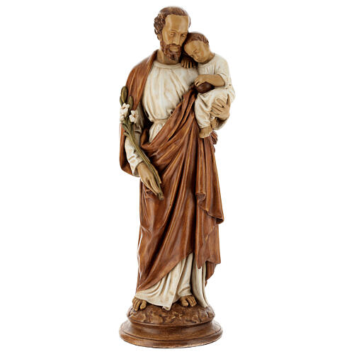 San Giuseppe con bambino 61 cm pietra dei Pirenei colorata 1