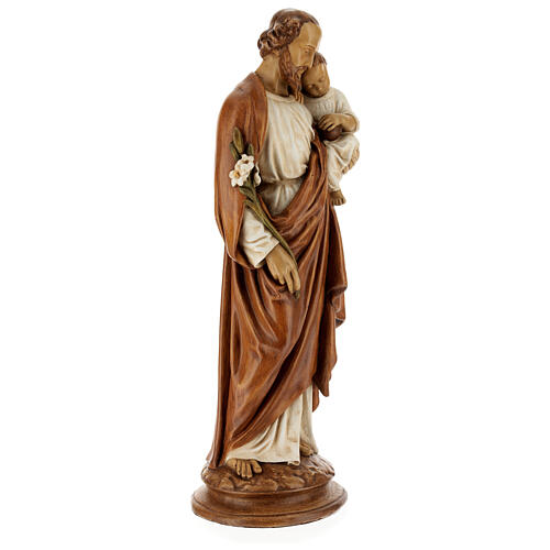 San Giuseppe con bambino 61 cm pietra dei Pirenei colorata 5