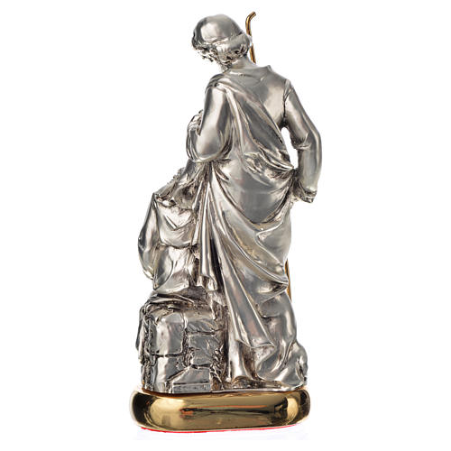 Holy Family with music box in metal-coloured resin 16cm 3