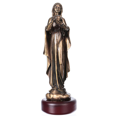 Madonna statua resina color metallo bronzato 16 cm 1