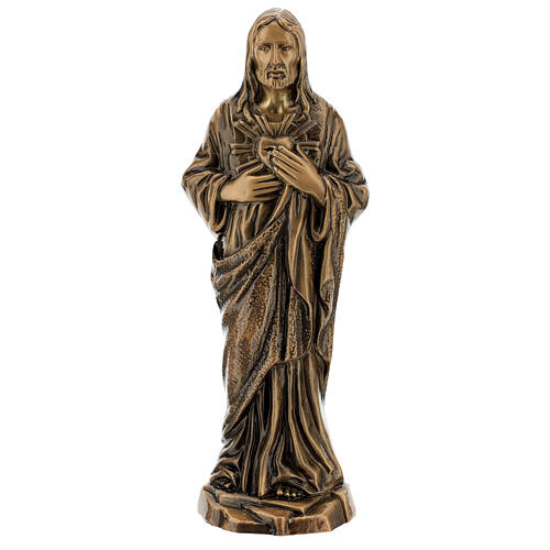Imagem bronze Sagrado Coração de Jesus 40 cm para EXTERIOR 1