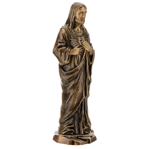 Imagem bronze Sagrado Coração de Jesus 40 cm para EXTERIOR 4