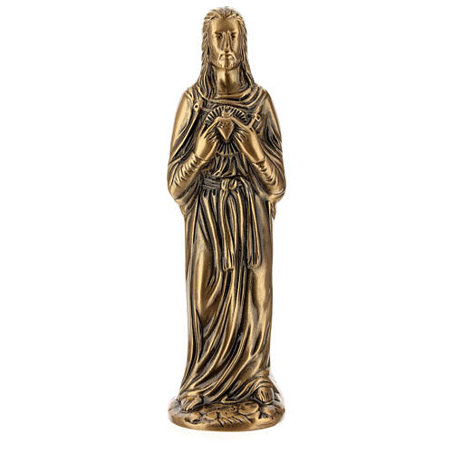 Funerary statue of the Sacred Heart of Jesus in bronze 30 cm for EXTERNAL USE 1