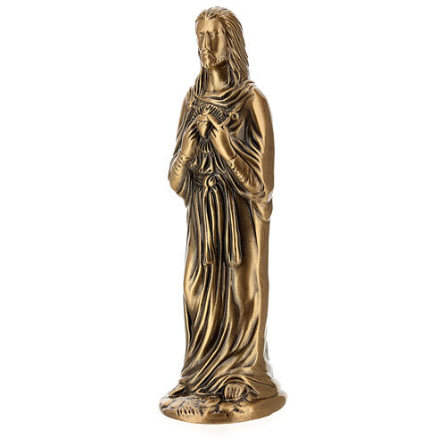 Funerary statue of the Sacred Heart of Jesus in bronze 30 cm for EXTERNAL USE 3