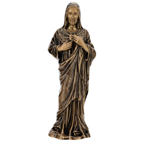 Devotional statue of the Sacred Heart of Jesus in bronze 60 cm for EXTERNAL USE 1