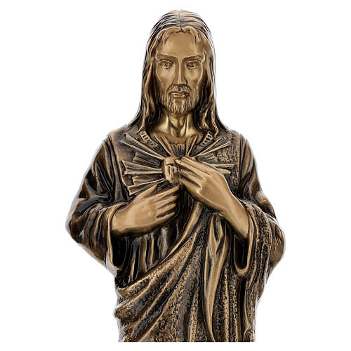 Devotional statue of the Sacred Heart of Jesus in bronze 60 cm for EXTERNAL USE 2