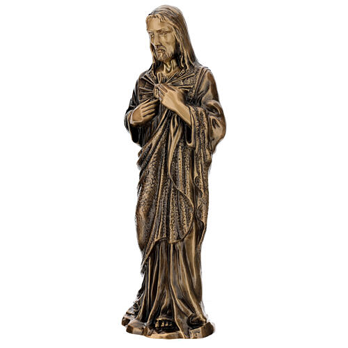Devotional statue of the Sacred Heart of Jesus in bronze 60 cm for EXTERNAL USE 3