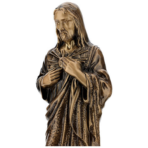 Devotional statue of the Sacred Heart of Jesus in bronze 60 cm for EXTERNAL USE 4