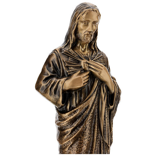 Devotional statue of the Sacred Heart of Jesus in bronze 60 cm for EXTERNAL USE 6