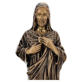 Estatua devocional Sagrado Corazón de Jesús bronce 60 cm para EXTERIOR