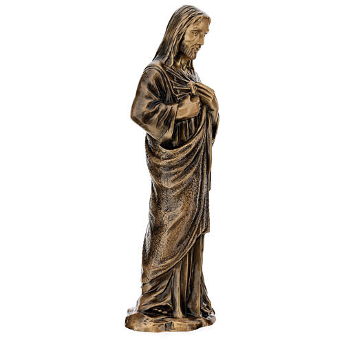 Estatua devocional Sagrado Corazón de Jesús bronce 60 cm para EXTERIOR 5